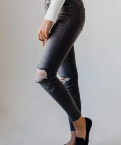 Jeans Bottoms Scotty Mid Rise Destroy Skinny Jean Grey