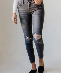 Jeans Bottoms Scotty Mid Rise Destroy Skinny Jean Grey