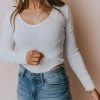 Lucy Avenue Tops Charli Rib Knit Bodysuit Ivory