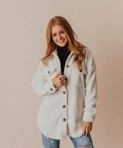 Vendor-unknown Aluna Fuzzy Jacket Off White Tops