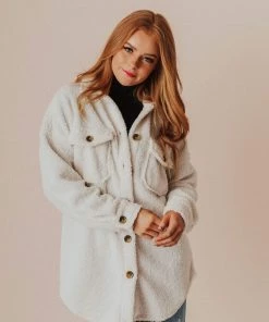 Vendor-unknown Aluna Fuzzy Jacket Off White Tops