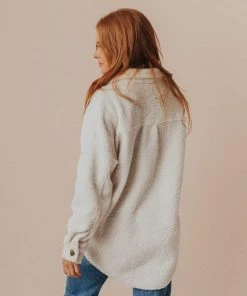 Vendor-unknown Aluna Fuzzy Jacket Off White Tops