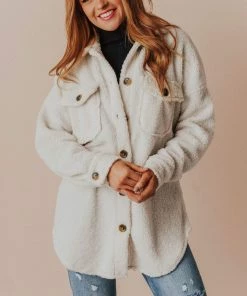 Vendor-unknown Aluna Fuzzy Jacket Off White Tops