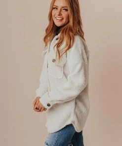 Vendor-unknown Aluna Fuzzy Jacket Off White Tops
