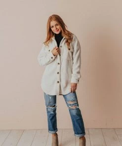 Vendor-unknown Aluna Fuzzy Jacket Off White Tops