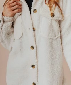 Vendor-unknown Aluna Fuzzy Jacket Off White Tops