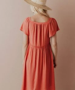 Vendor-unknown Brigitta Button Up Dress Marsala Dresses