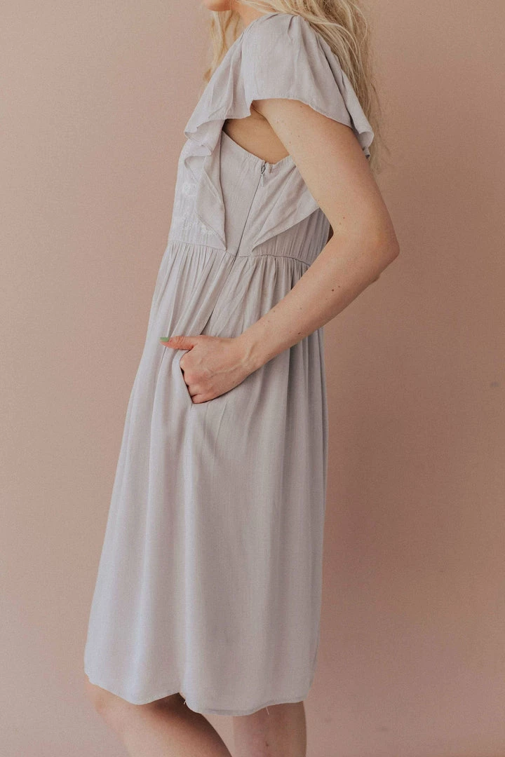 Vendor-unknown Dixie Embroidered Mini Dress Light Grey 10 Vendor-unknown Dixie Embroidered Mini Dress Light Grey