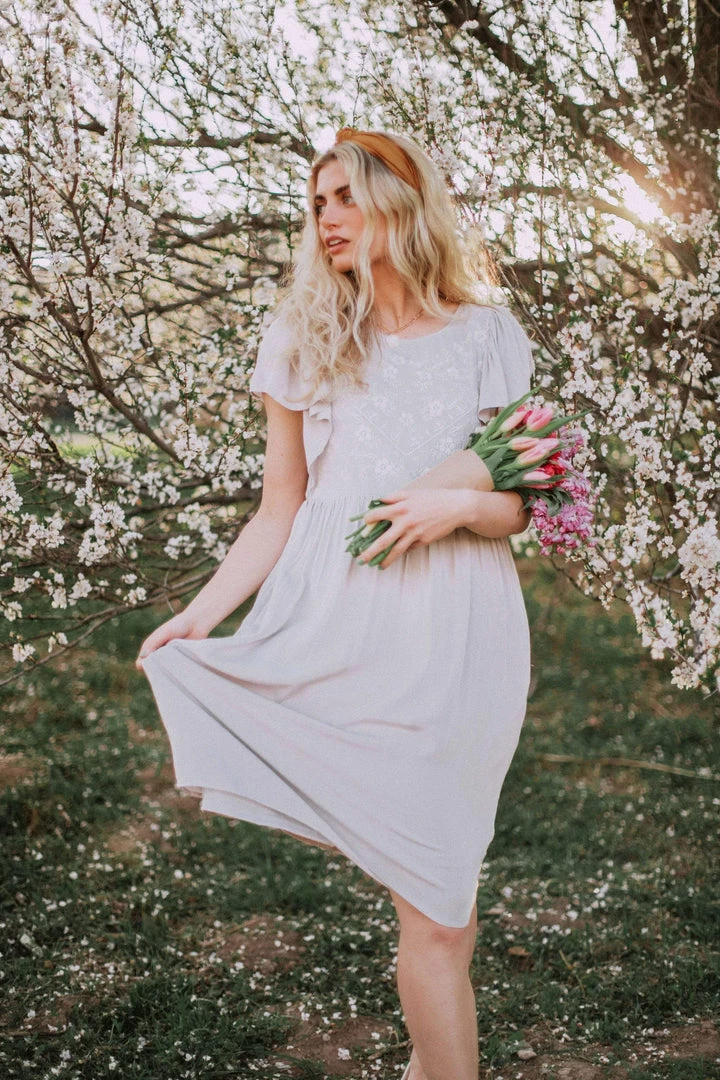 Vendor-unknown Dixie Embroidered Mini Dress Light Grey 12 Vendor-unknown Dixie Embroidered Mini Dress Light Grey