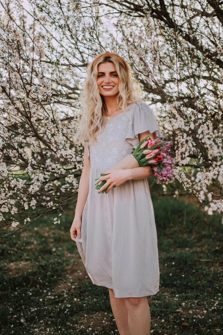 Vendor-unknown Dixie Embroidered Mini Dress Light Grey 11 Vendor-unknown Dixie Embroidered Mini Dress Light Grey