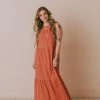 Etta Ruffle Sleeve Maxi Dress Brick Dresses