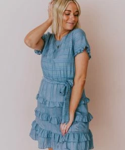 Kai Tiered Ruffle Dress Blue