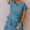 Kai Tiered Ruffle Dress Blue