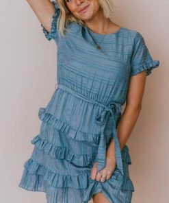 Kai Tiered Ruffle Dress Blue