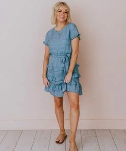 Kai Tiered Ruffle Dress Blue