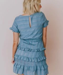 Kai Tiered Ruffle Dress Blue