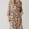 Kennz Leopard Print Dress Taupe Dresses