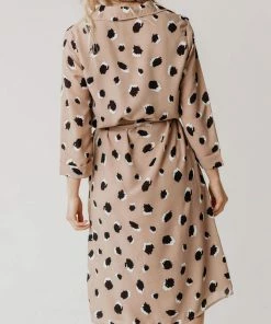 Kennz Leopard Print Dress Taupe Dresses
