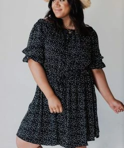 Leona Polka Dot Dress Black