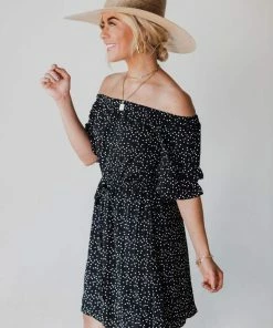 Leona Polka Dot Dress Black