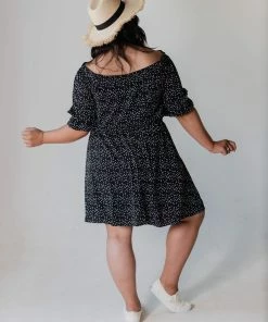 Leona Polka Dot Dress Black
