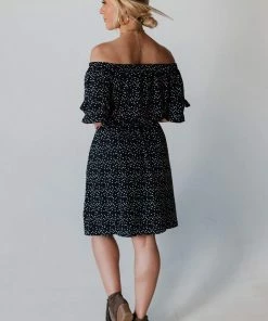 Leona Polka Dot Dress Black