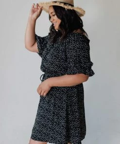 Leona Polka Dot Dress Black