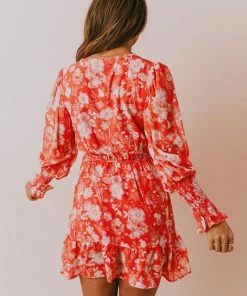 Vendor-unknown Lilah Floral Mini Dress Red/Ivory
