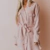 Vendor-unknown Lola Button Front Dress Mauve Long Sleeved