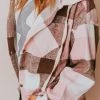 Vendor-unknown Luletta Flannel Hooded Shacket Blush Tops