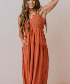Vendor-unknown Magnolia Midi Dress Brick Dresses