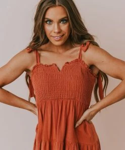 Vendor-unknown Magnolia Midi Dress Brick Dresses