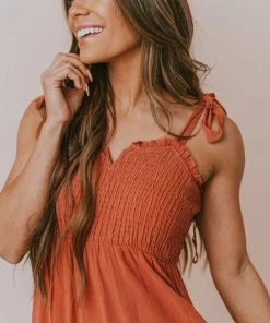 Vendor-unknown Magnolia Midi Dress Brick Dresses