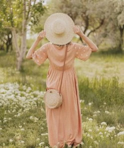 Vendor-unknown Marina Embroidered Maxi Dress Apricot