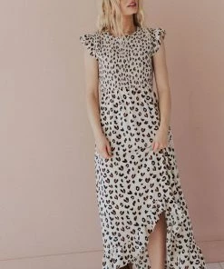 Nyah Smocked Leopard Dress Dresses