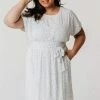 Plus Size PLUS Adelina Drop Shoulder Midi Dress White