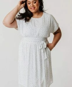 Plus Size PLUS Adelina Drop Shoulder Midi Dress White