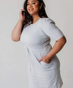 PLUS Adora Polka Dot Knit Dress Grey 10 PLUS Adora Polka Dot Knit Dress Grey