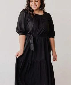 Plus Size EXCLUSIVE! Ivy Square Neck Ruffle Dress Black