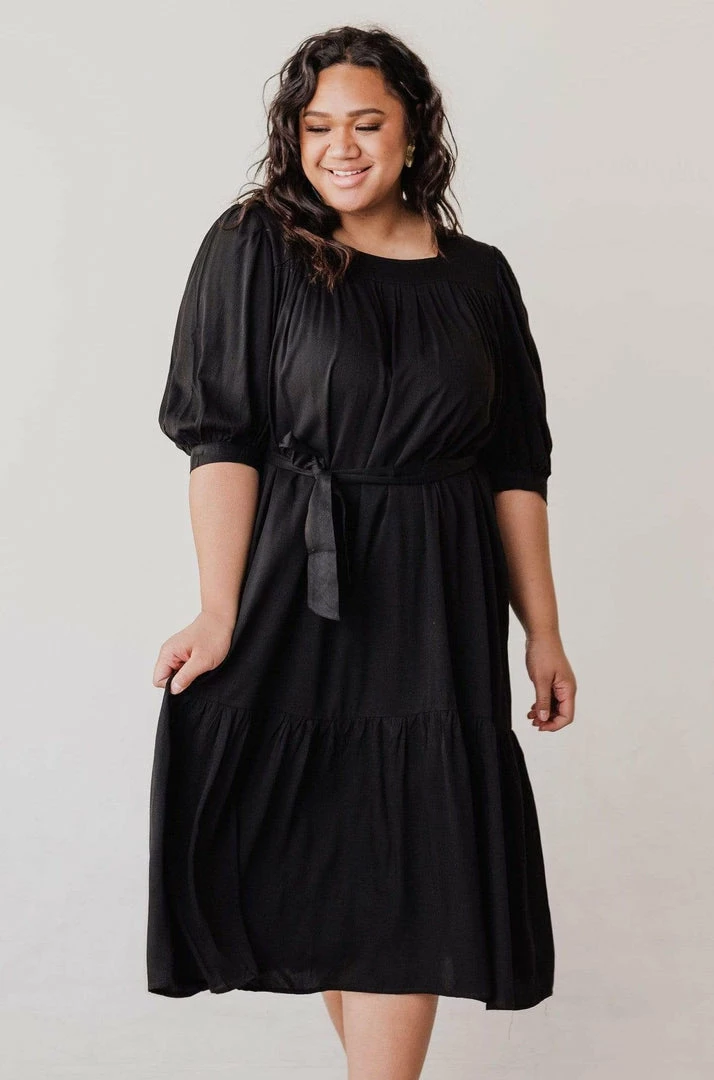 Plus Size EXCLUSIVE! Ivy Square Neck Ruffle Dress Black 3 Plus Size EXCLUSIVE! Ivy Square Neck Ruffle Dress Black