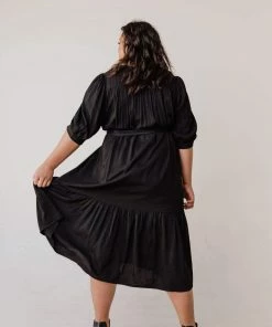 Plus Size EXCLUSIVE! Ivy Square Neck Ruffle Dress Black 10 Plus Size EXCLUSIVE! Ivy Square Neck Ruffle Dress Black