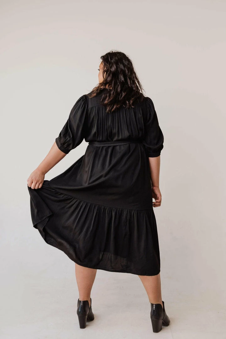 Plus Size EXCLUSIVE! Ivy Square Neck Ruffle Dress Black 6 Plus Size EXCLUSIVE! Ivy Square Neck Ruffle Dress Black