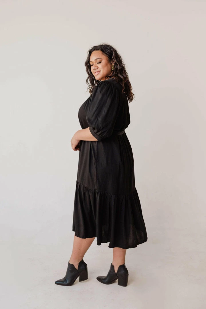 Plus Size EXCLUSIVE! Ivy Square Neck Ruffle Dress Black 5 Plus Size EXCLUSIVE! Ivy Square Neck Ruffle Dress Black