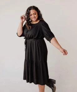 Plus Size EXCLUSIVE! Ivy Square Neck Ruffle Dress Black 11 Plus Size EXCLUSIVE! Ivy Square Neck Ruffle Dress Black