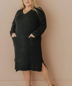 Vendor-unknown Plus Size Mischa Pocket Sweater Dress Black Blend
