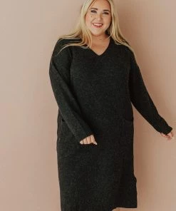 Vendor-unknown Plus Size Mischa Pocket Sweater Dress Black Blend
