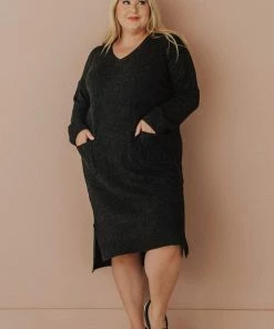 Vendor-unknown Plus Size Mischa Pocket Sweater Dress Black Blend
