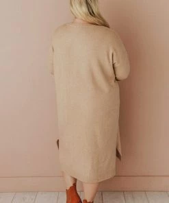 Vendor-unknown Plus Size Mischa Pocket Sweater Dress Camel