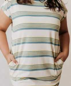 Vendor-unknown Plus Size Tammy Striped Muscle Tee Dress Sage