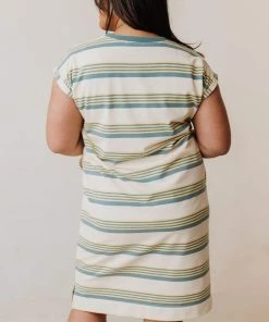 Vendor-unknown Plus Size Tammy Striped Muscle Tee Dress Sage